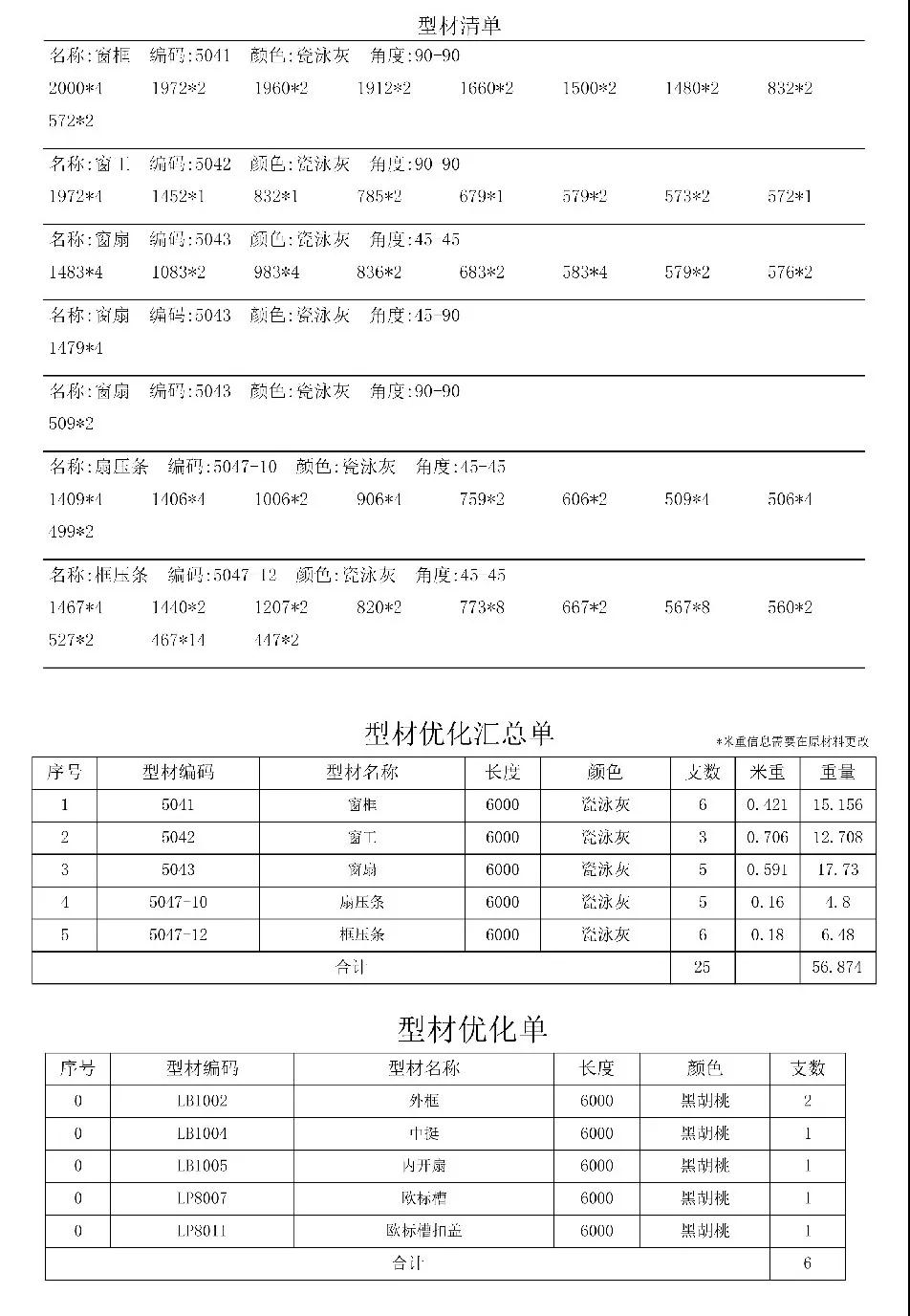 型材優化單樣式